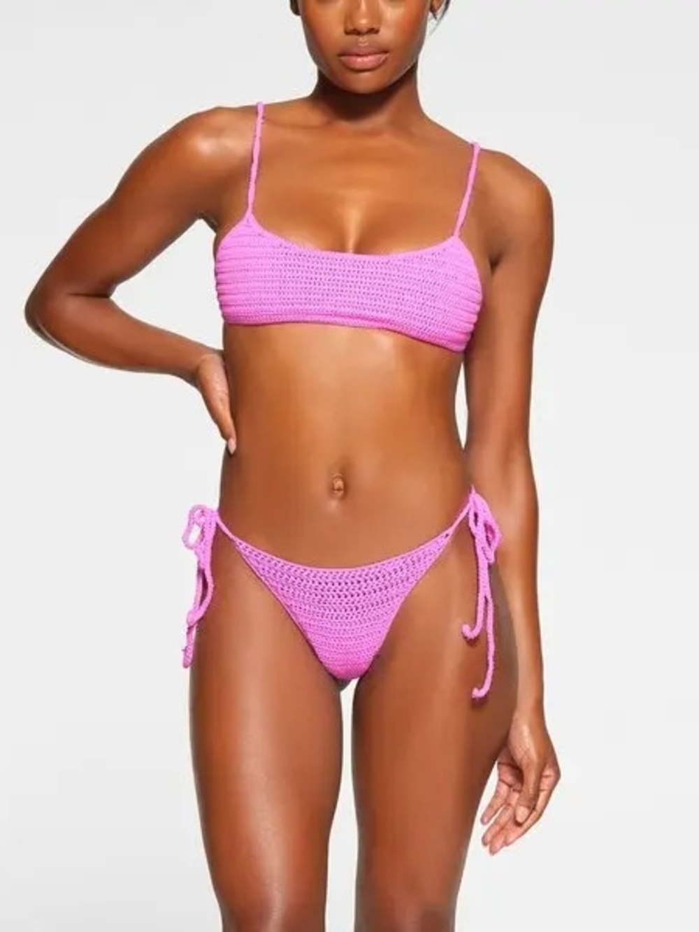 Women’s TAFFY PINK Crochet Bikini Top And Bottom
